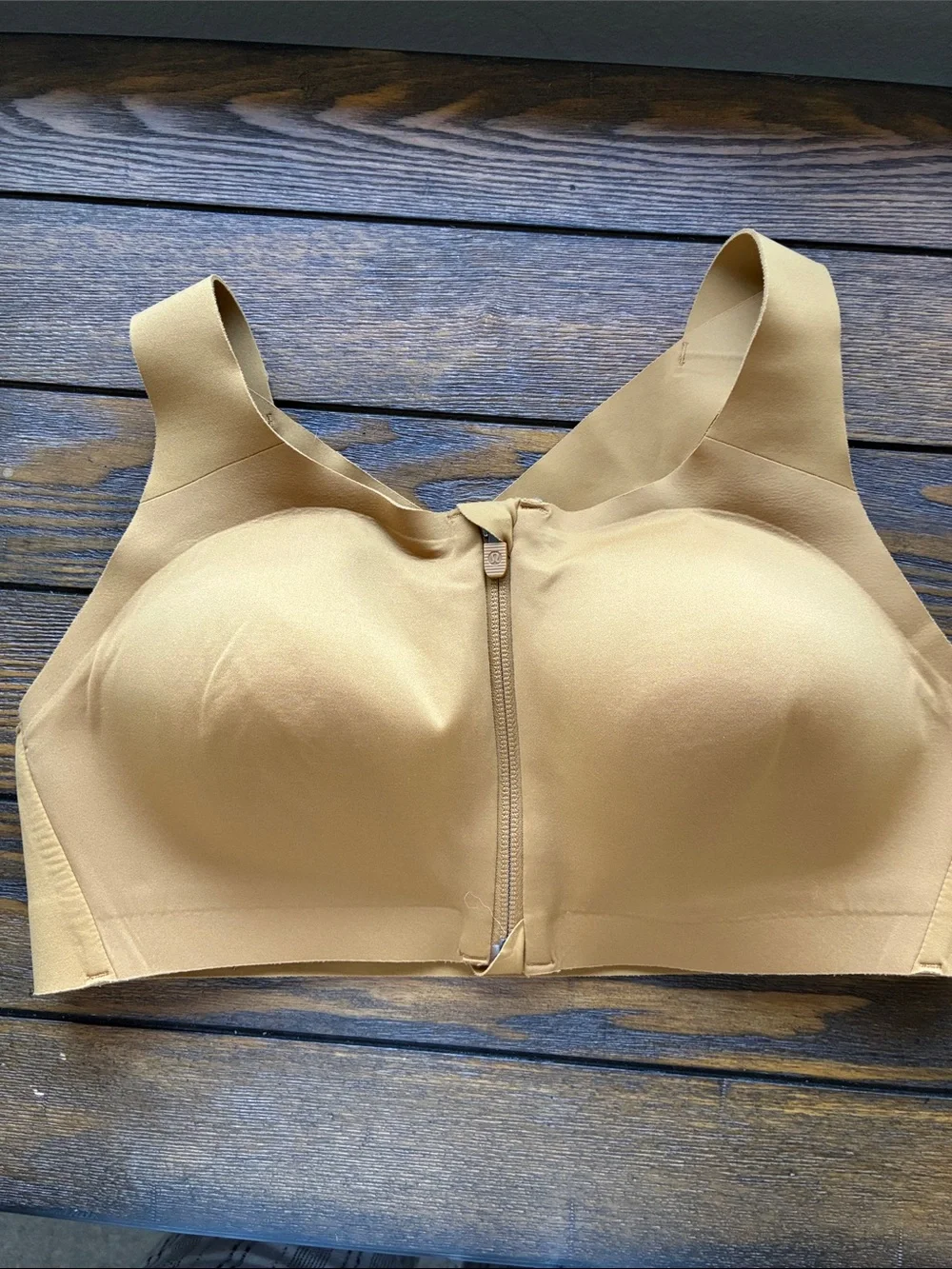 lululemon athletica Front-Zip Support Bra in Camel/Gold
